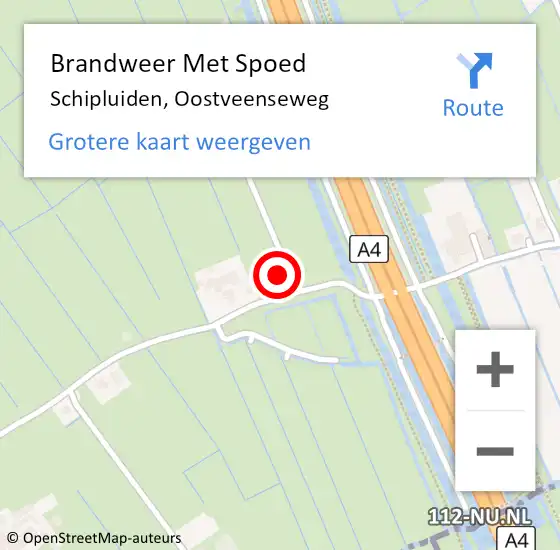 Locatie op kaart van de 112 melding: Brandweer Met Spoed Naar Schipluiden, Oostveenseweg op 8 september 2022 20:51