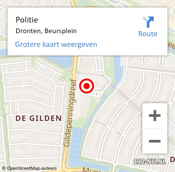 Locatie op kaart van de 112 melding: Politie Dronten, Beursplein op 8 september 2022 21:02