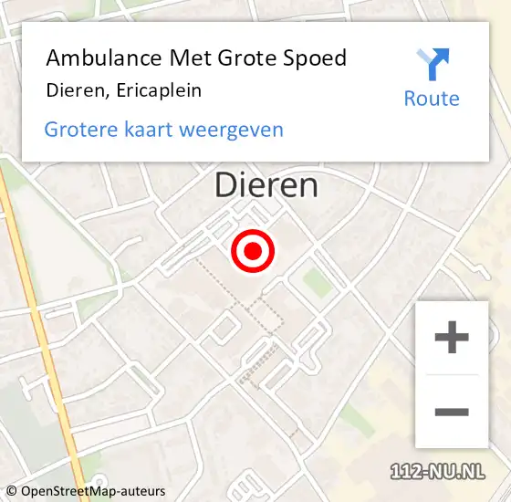 Locatie op kaart van de 112 melding: Ambulance Met Grote Spoed Naar Dieren, Ericaplein op 8 september 2022 21:11