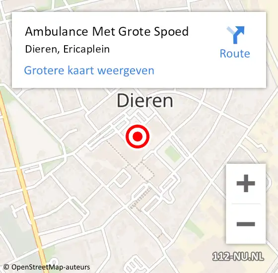 Locatie op kaart van de 112 melding: Ambulance Met Grote Spoed Naar Dieren, Ericaplein op 8 september 2022 21:12