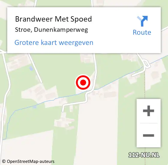 Locatie op kaart van de 112 melding: Brandweer Met Spoed Naar Stroe, Dunenkamperweg op 8 september 2022 21:33