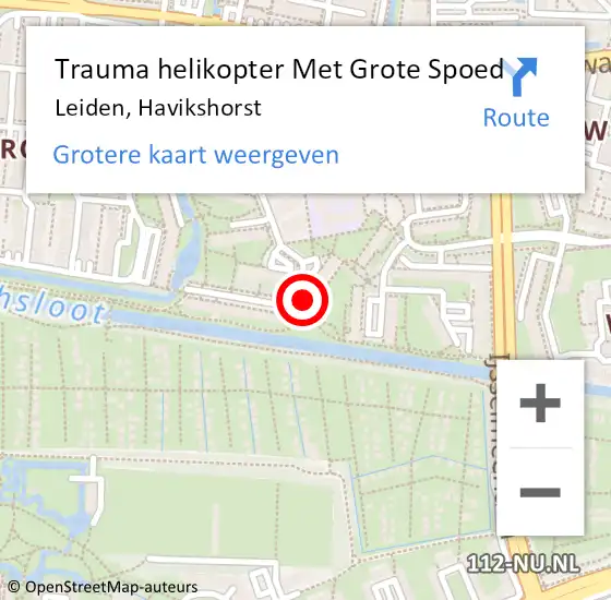 Locatie op kaart van de 112 melding: Trauma helikopter Met Grote Spoed Naar Leiden, Havikshorst op 8 september 2022 21:36