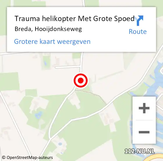 Locatie op kaart van de 112 melding: Trauma helikopter Met Grote Spoed Naar Breda, Hooijdonkseweg op 8 september 2022 21:50