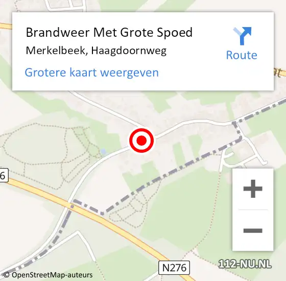 Locatie op kaart van de 112 melding: Brandweer Met Grote Spoed Naar Merkelbeek, Haagdoornweg op 8 september 2022 21:57
