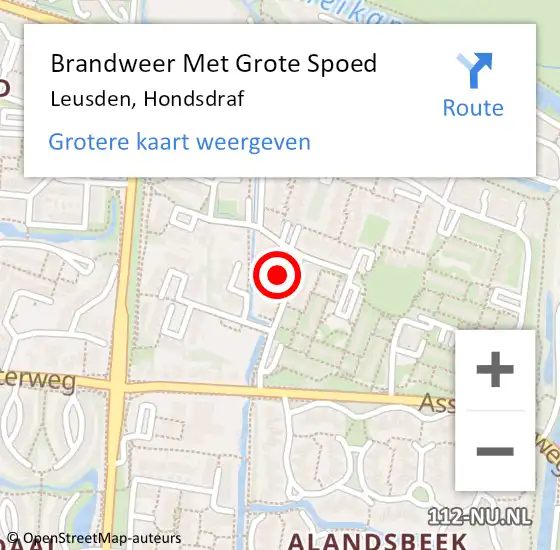 Locatie op kaart van de 112 melding: Brandweer Met Grote Spoed Naar Leusden, Hondsdraf op 8 september 2022 22:26