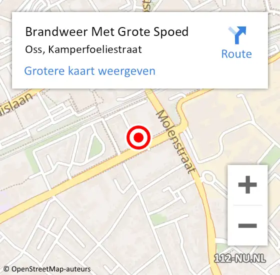 Locatie op kaart van de 112 melding: Brandweer Met Grote Spoed Naar Oss, Kamperfoeliestraat op 8 september 2022 22:34