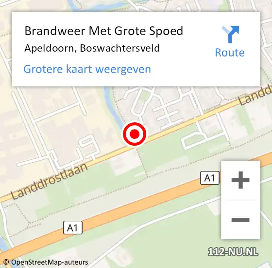 Locatie op kaart van de 112 melding: Brandweer Met Grote Spoed Naar Apeldoorn, Boswachtersveld op 8 september 2022 22:44