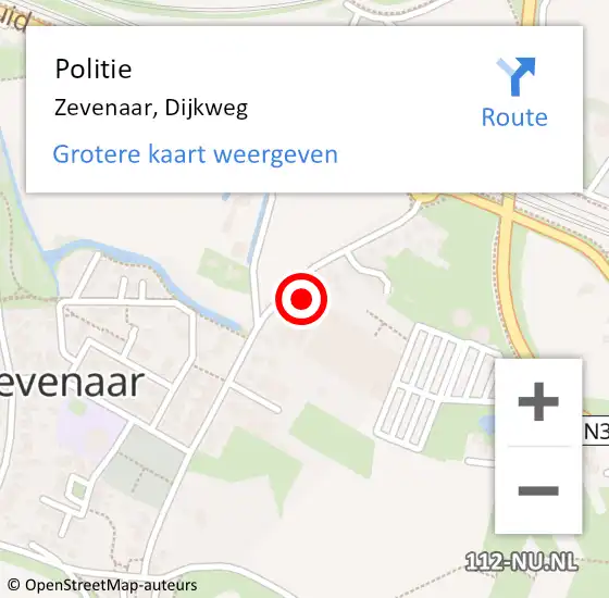 Locatie op kaart van de 112 melding: Politie Zevenaar, Dijkweg op 8 september 2022 22:45