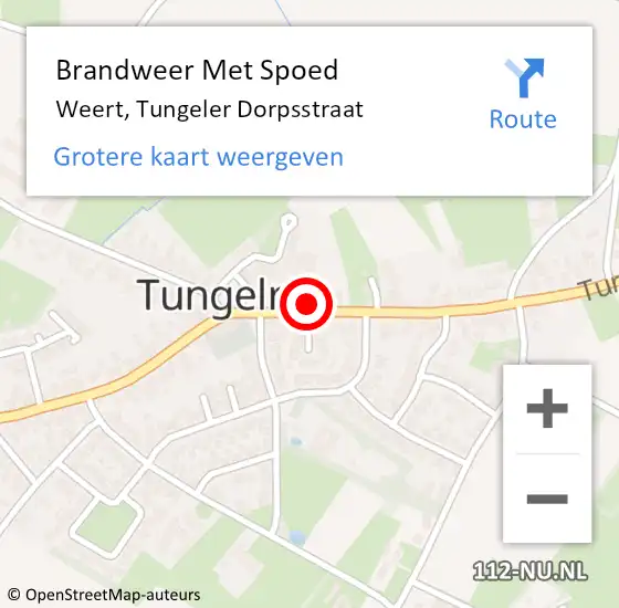 Locatie op kaart van de 112 melding: Brandweer Met Spoed Naar Weert, Tungeler Dorpsstraat op 8 september 2022 23:08