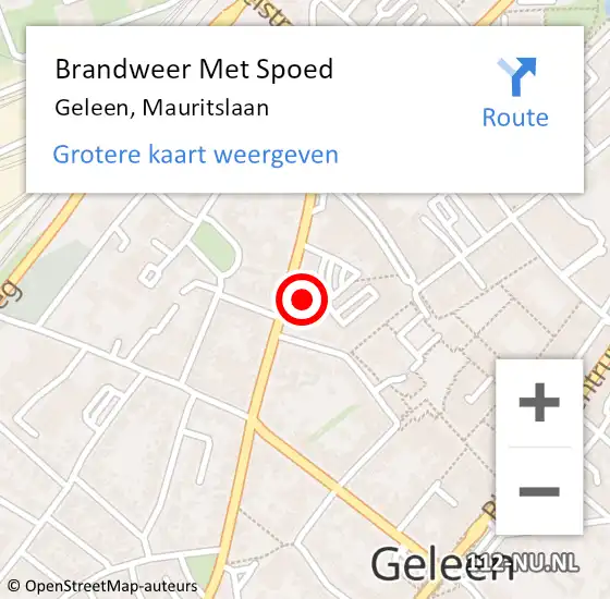 Locatie op kaart van de 112 melding: Brandweer Met Spoed Naar Geleen, Mauritslaan op 8 september 2022 23:57