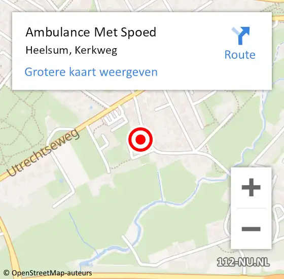 Locatie op kaart van de 112 melding: Ambulance Met Spoed Naar Heelsum, Kerkweg op 9 september 2022 00:08