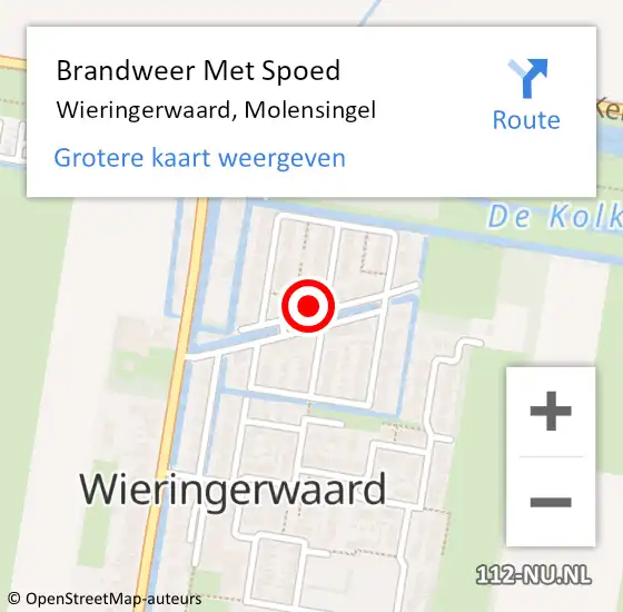 Locatie op kaart van de 112 melding: Brandweer Met Spoed Naar Wieringerwaard, Molensingel op 9 september 2022 00:38