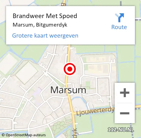 Locatie op kaart van de 112 melding: Brandweer Met Spoed Naar Marsum, Bitgumerdyk op 9 september 2022 00:39