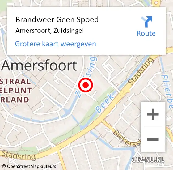 Locatie op kaart van de 112 melding: Brandweer Geen Spoed Naar Amersfoort, Zuidsingel op 9 september 2022 01:40