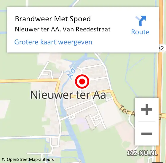 Locatie op kaart van de 112 melding: Brandweer Met Spoed Naar Nieuwer ter AA, Van Reedestraat op 28 juli 2014 19:01