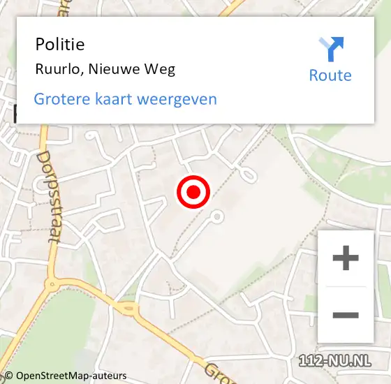 Locatie op kaart van de 112 melding: Politie Ruurlo, Nieuwe Weg op 9 september 2022 05:54