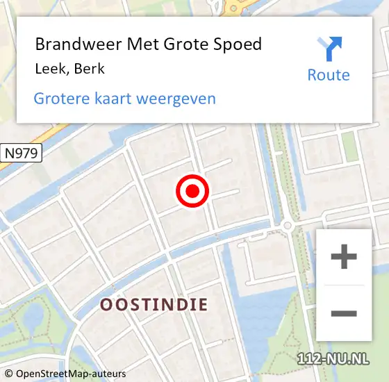 Locatie op kaart van de 112 melding: Brandweer Met Grote Spoed Naar Leek, Berk op 9 september 2022 06:17