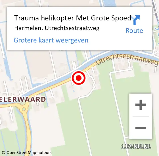 Locatie op kaart van de 112 melding: Trauma helikopter Met Grote Spoed Naar Harmelen, Utrechtsestraatweg op 9 september 2022 07:21