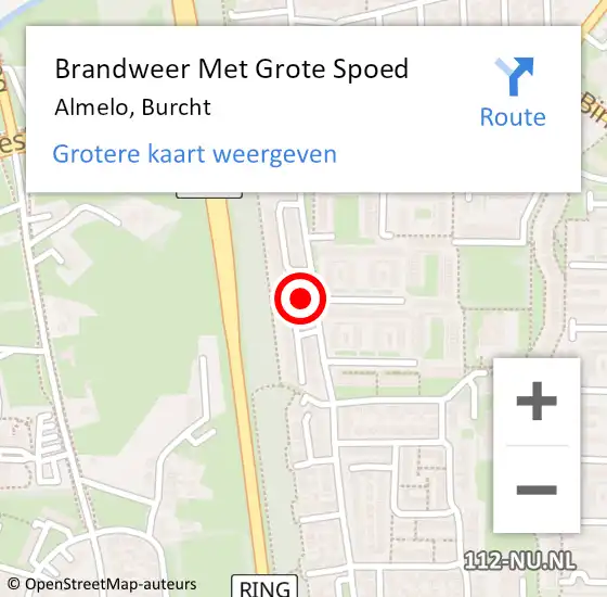 Locatie op kaart van de 112 melding: Brandweer Met Grote Spoed Naar Almelo, Burcht op 9 september 2022 08:11