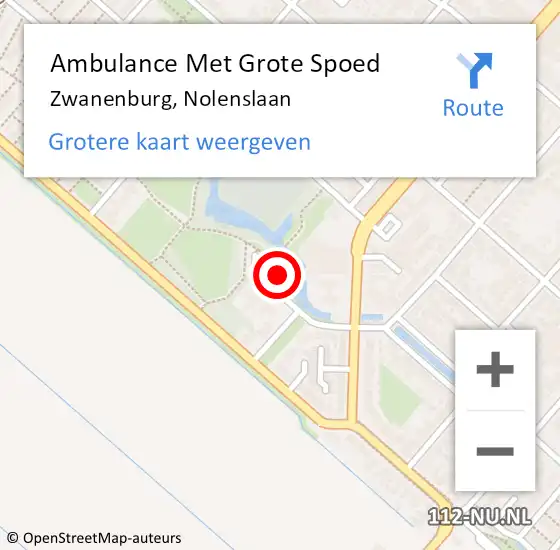 Locatie op kaart van de 112 melding: Ambulance Met Grote Spoed Naar Zwanenburg, Nolenslaan op 9 september 2022 08:12