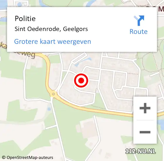 Locatie op kaart van de 112 melding: Politie Sint Oedenrode, Geelgors op 9 september 2022 08:29