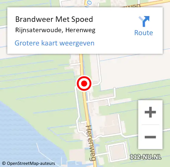 Locatie op kaart van de 112 melding: Brandweer Met Spoed Naar Rijnsaterwoude, Herenweg op 9 september 2022 09:00