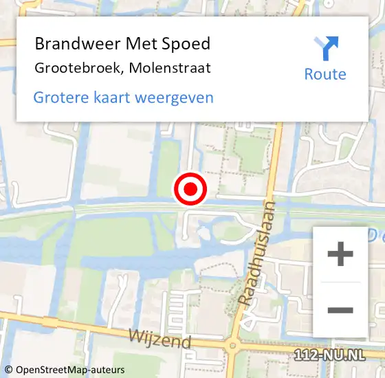 Locatie op kaart van de 112 melding: Brandweer Met Spoed Naar Grootebroek, Molenstraat op 9 september 2022 09:07