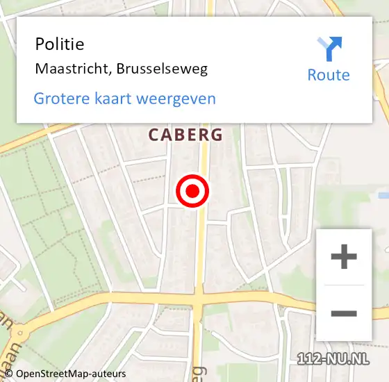 Locatie op kaart van de 112 melding: Politie Maastricht, Brusselseweg op 9 september 2022 09:12