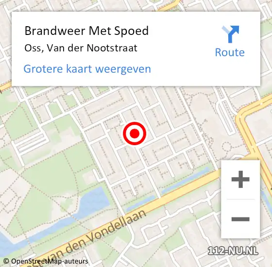 Locatie op kaart van de 112 melding: Brandweer Met Spoed Naar Oss, Van der Nootstraat op 9 september 2022 09:26