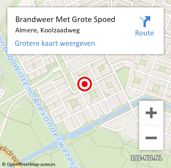 Locatie op kaart van de 112 melding: Brandweer Met Grote Spoed Naar Almere, Koolzaadweg op 9 september 2022 09:34