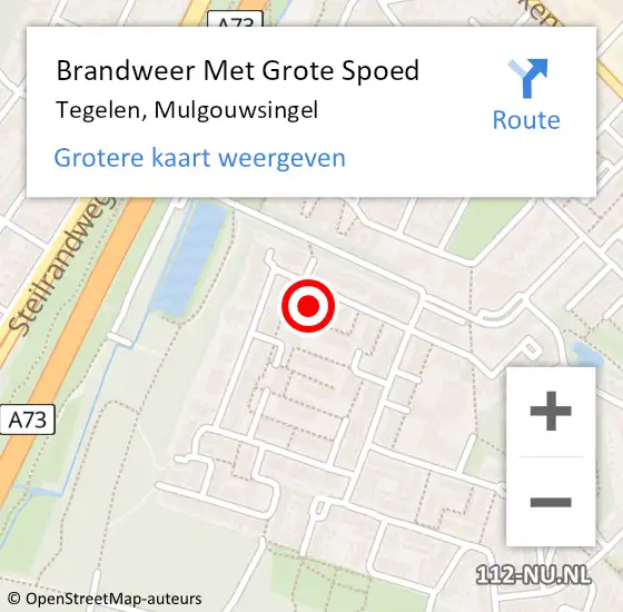 Locatie op kaart van de 112 melding: Brandweer Met Grote Spoed Naar Tegelen, Mulgouwsingel op 9 september 2022 09:47