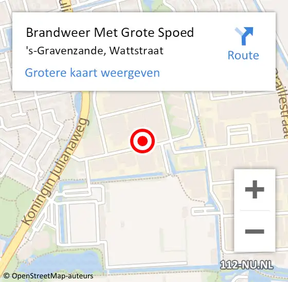 Locatie op kaart van de 112 melding: Brandweer Met Grote Spoed Naar 's-Gravenzande, Wattstraat op 9 september 2022 10:08