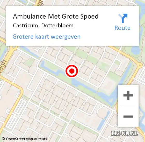 Locatie op kaart van de 112 melding: Ambulance Met Grote Spoed Naar Castricum, Dotterbloem op 9 september 2022 10:14