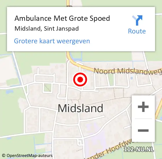 Locatie op kaart van de 112 melding: Ambulance Met Grote Spoed Naar Midsland, Sint Janspad op 28 juli 2014 19:23