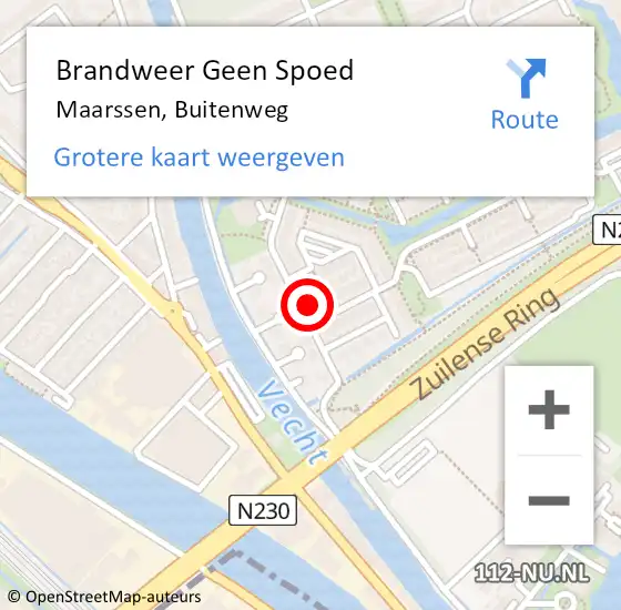 Locatie op kaart van de 112 melding: Brandweer Geen Spoed Naar Maarssen, Buitenweg op 9 september 2022 10:34