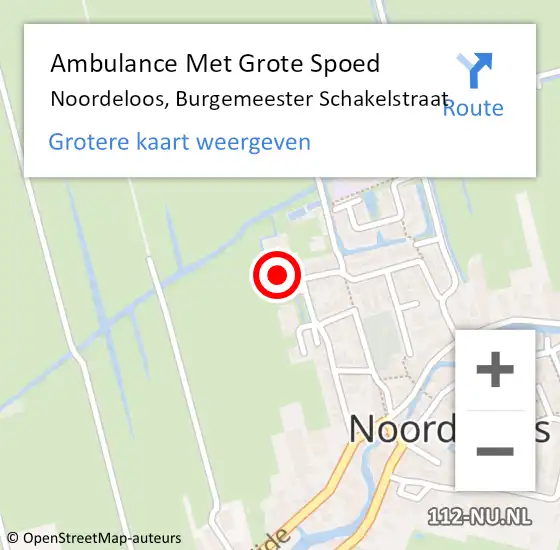 Locatie op kaart van de 112 melding: Ambulance Met Grote Spoed Naar Noordeloos, Burgemeester Schakelstraat op 9 september 2022 11:03