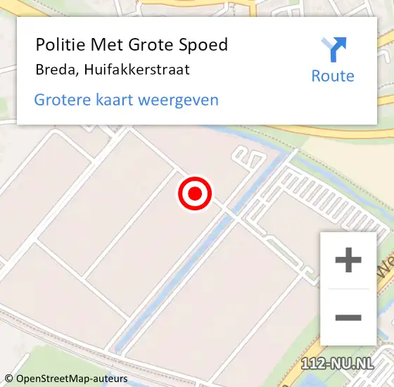 Locatie op kaart van de 112 melding: Politie Met Grote Spoed Naar Breda, Huifakkerstraat op 9 september 2022 11:17