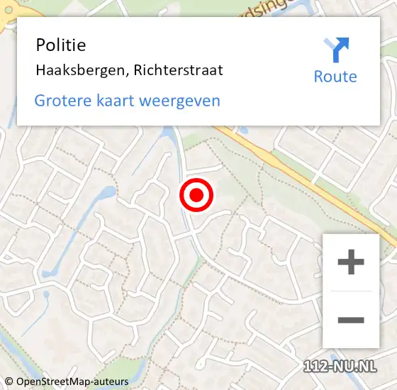 Locatie op kaart van de 112 melding: Politie Haaksbergen, Richterstraat op 9 september 2022 11:21