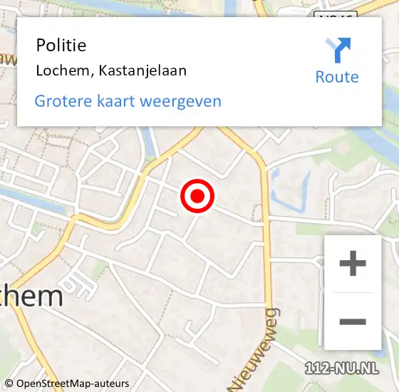 Locatie op kaart van de 112 melding: Politie Lochem, Kastanjelaan op 9 september 2022 11:31