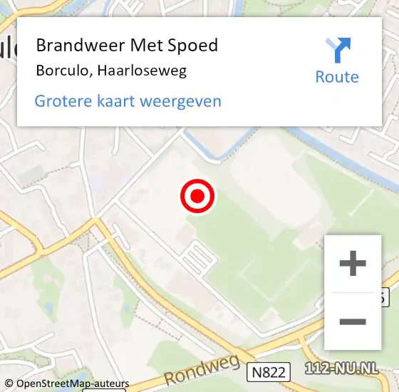 Locatie op kaart van de 112 melding: Brandweer Met Spoed Naar Borculo, Haarloseweg op 9 september 2022 11:38