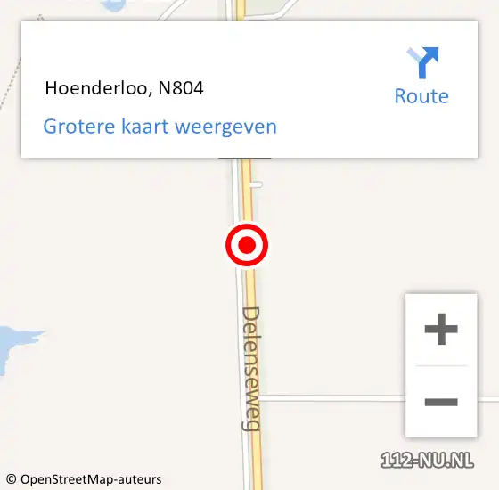 Locatie op kaart van de 112 melding:  Hoenderloo, N804 op 28 juli 2014 19:37