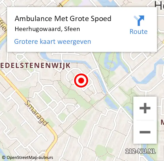 Locatie op kaart van de 112 melding: Ambulance Met Grote Spoed Naar Heerhugowaard, Sfeen op 9 september 2022 12:42