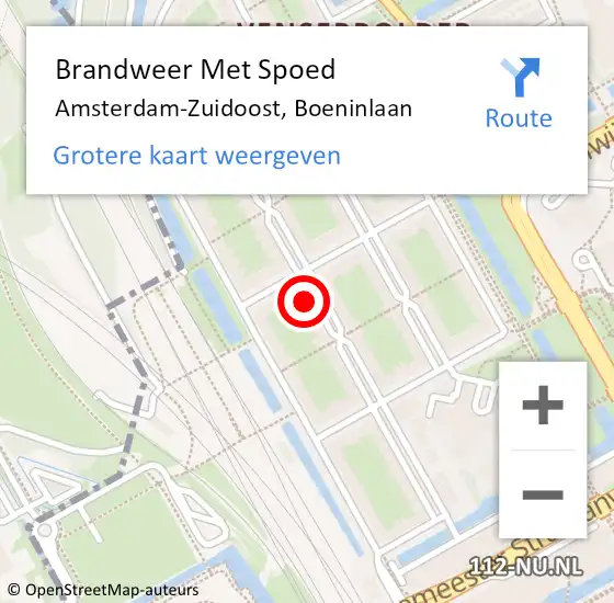 Locatie op kaart van de 112 melding: Brandweer Met Spoed Naar Amsterdam-Zuidoost, Boeninlaan op 9 september 2022 12:56