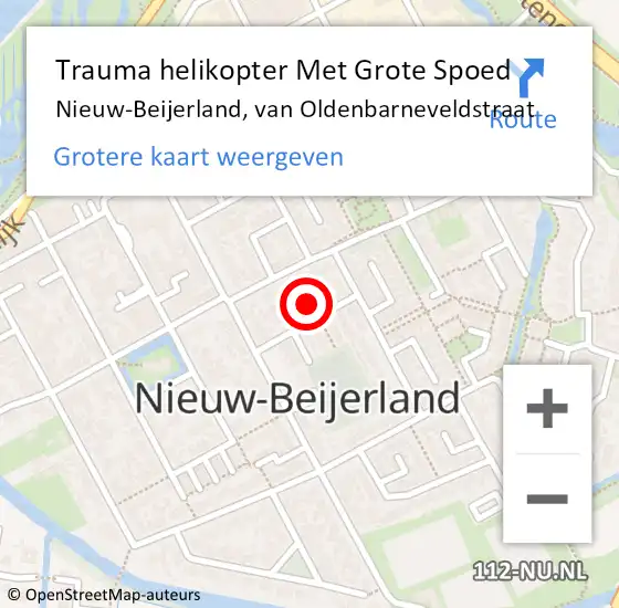 Locatie op kaart van de 112 melding: Trauma helikopter Met Grote Spoed Naar Nieuw-Beijerland, van Oldenbarneveldstraat op 9 september 2022 13:03