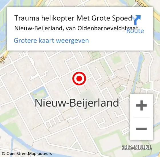 Locatie op kaart van de 112 melding: Trauma helikopter Met Grote Spoed Naar Nieuw-Beijerland, van Oldenbarneveldstraat op 9 september 2022 13:05