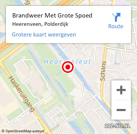 Locatie op kaart van de 112 melding: Brandweer Met Grote Spoed Naar Heerenveen, Polderdijk op 9 september 2022 13:05