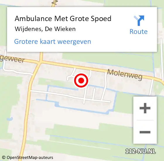 Locatie op kaart van de 112 melding: Ambulance Met Grote Spoed Naar Wijdenes, De Wieken op 9 september 2022 13:08