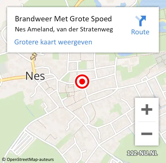 Locatie op kaart van de 112 melding: Brandweer Met Grote Spoed Naar Nes Ameland, van der Stratenweg op 9 september 2022 13:30