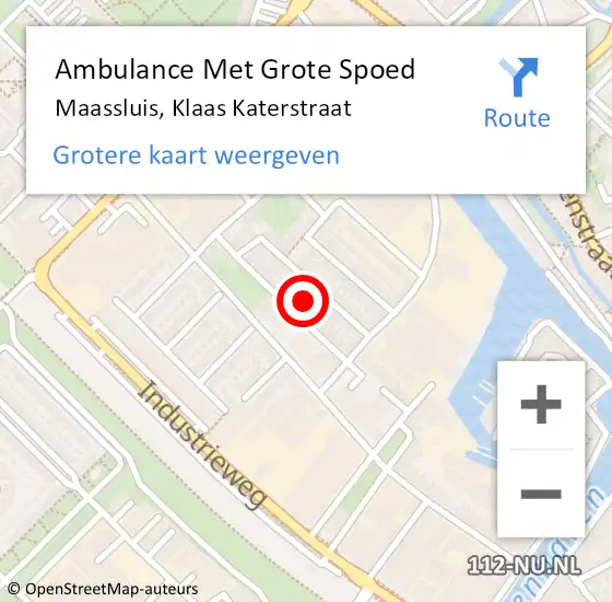 Locatie op kaart van de 112 melding: Ambulance Met Grote Spoed Naar Maassluis, Klaas Katerstraat op 9 september 2022 13:48