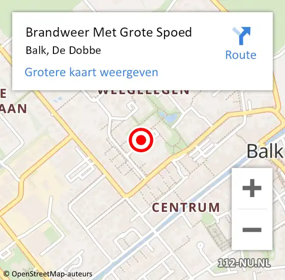 Locatie op kaart van de 112 melding: Brandweer Met Grote Spoed Naar Balk, De Dobbe op 9 september 2022 13:50